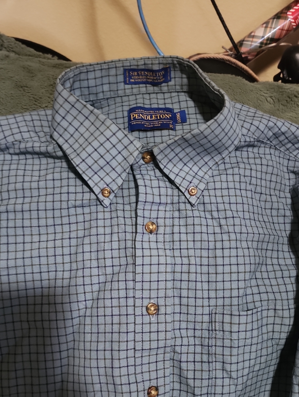 Pendleton Men’s Blue Windowpane Button-Down Shirt